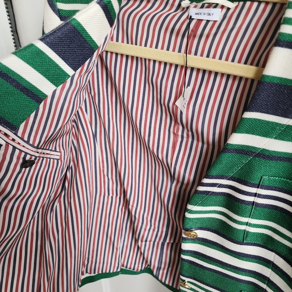 Thom Browne Stripe Green and Navy Blazer, Sz 3 - Picture 13 of 16